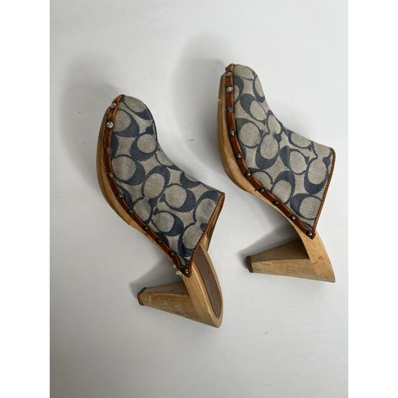 Coach Felicity Signature Clog Mules Studded Closed Toe Shoes Size 7 - Picture 5 of 13